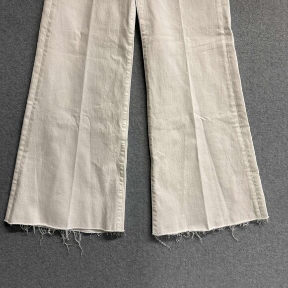 Mother The Roller Fray Fairest Of Them All Wide Leg White Denim Jeans Sz 26 NWT - Picture 4 of 15